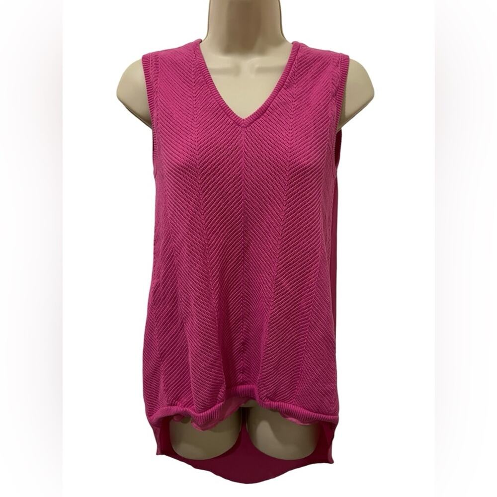 THE LIMITED High Low Women's Pink Knit Tank Top V Neck SZ Small